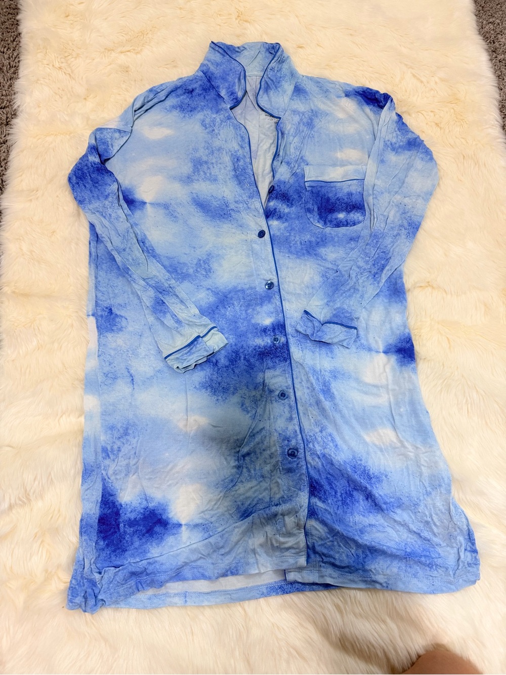Little Sleepies Blue Tie-Dye Long Pajama Gown size xs